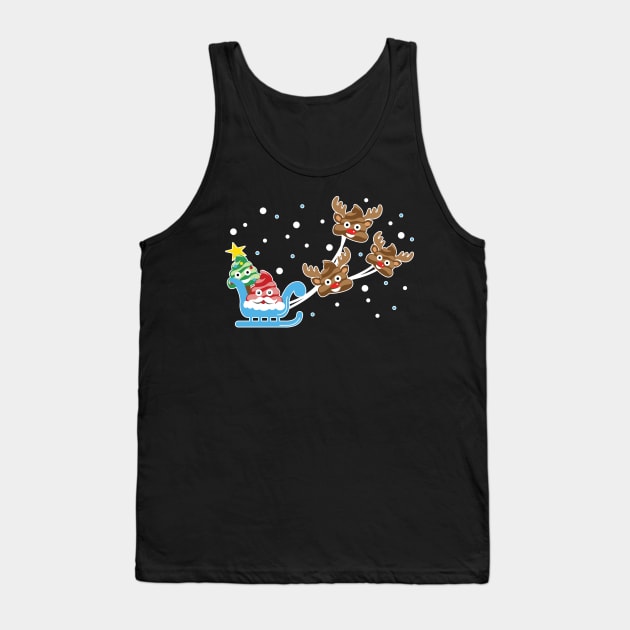 Christmas Poop Emoji T-shirt with Santa, Deer and Tree Tank Top by KsuAnn